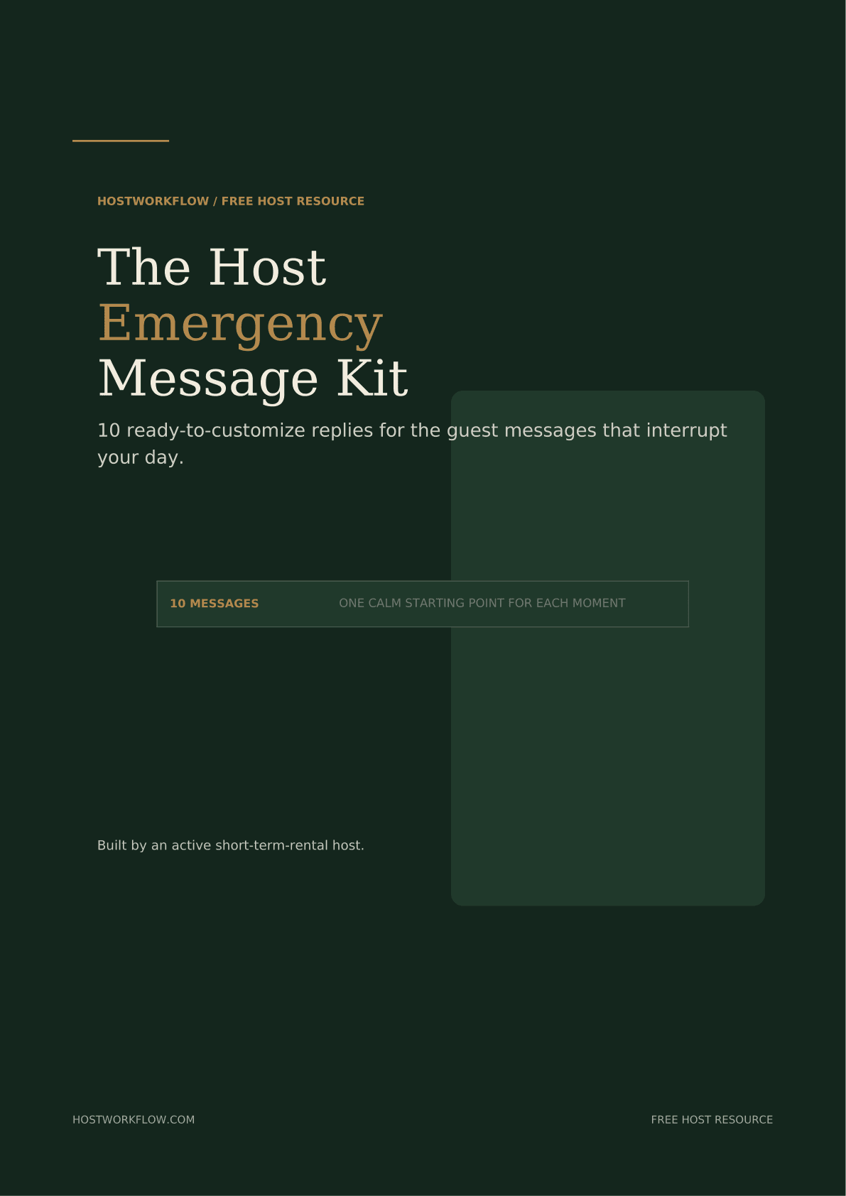 Cover of The Host Emergency Message Kit, a free PDF with ten host replies
